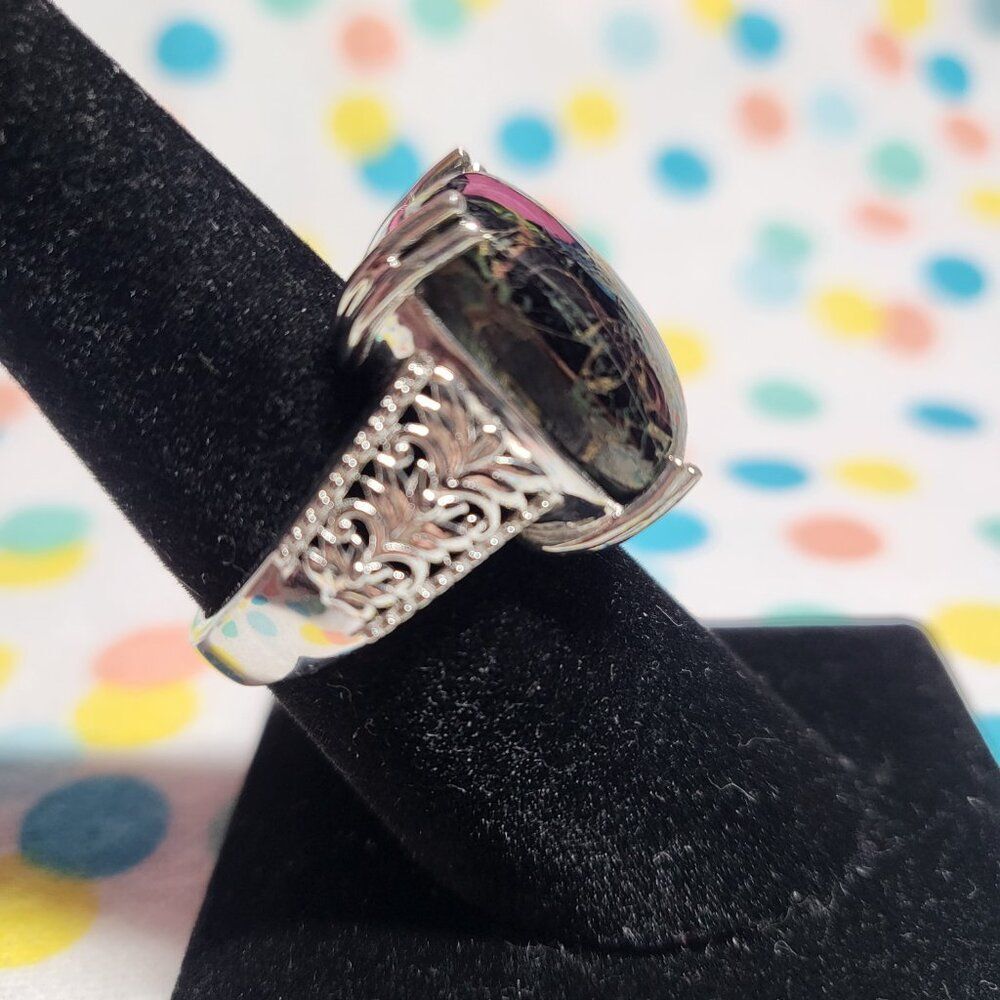Matrix Silver Shungite Solitaire Copper with Magnet Ring - Picture 3 of 7